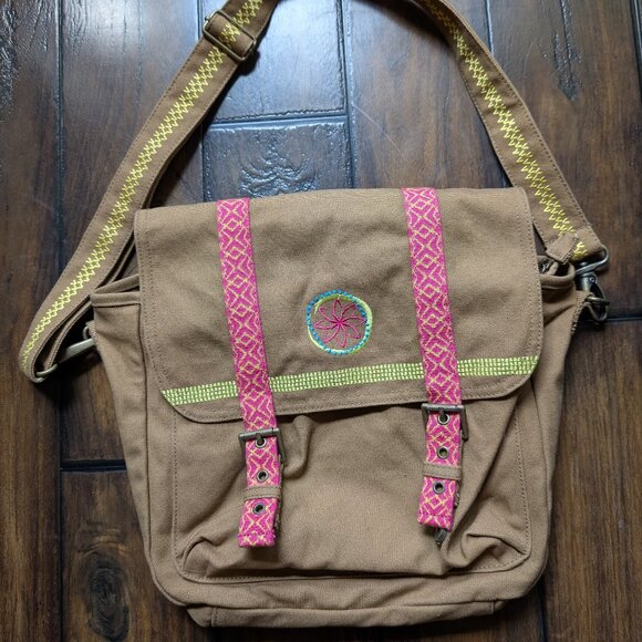 Sac Messenger Fille – Tissu Flanelle Et Canvas – Thème Varsity – Neuf